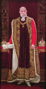 I. Ferenc József osztrák császár (1830-1916) az Aranygyapjas Rend hivatalos köntösében, 1910 körül